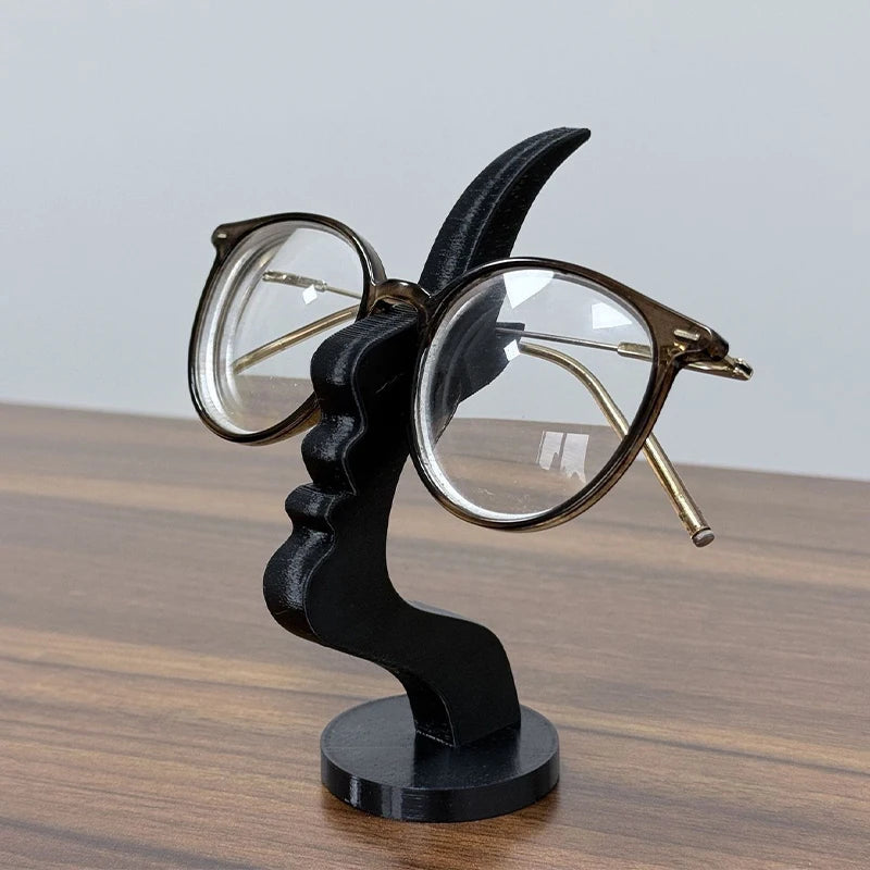 Minimalist Human Profile Eyeglass Holder - 3D Printed Side Face Stand for Glasses, Desk Decor