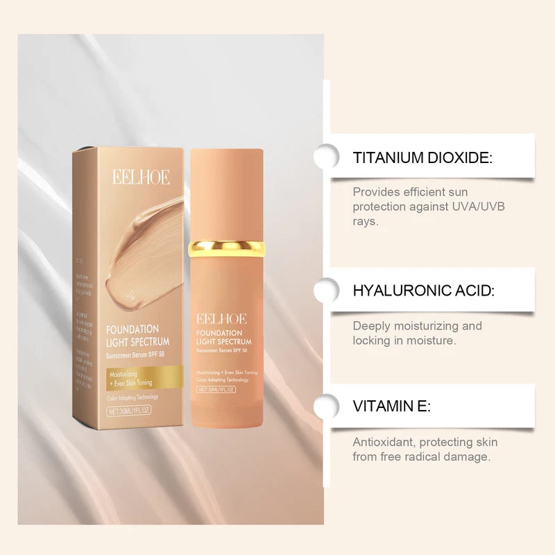 Color Changing Foundation Liquid SPF 50 Moisturizing Full Coverage Concealer