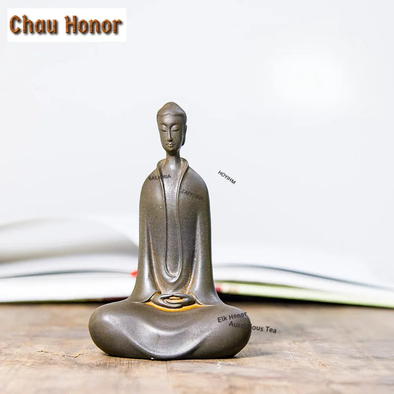 Buddha Figure for Home Decor - Handmade Resin Tea Pet Statue, Zen Sculpture