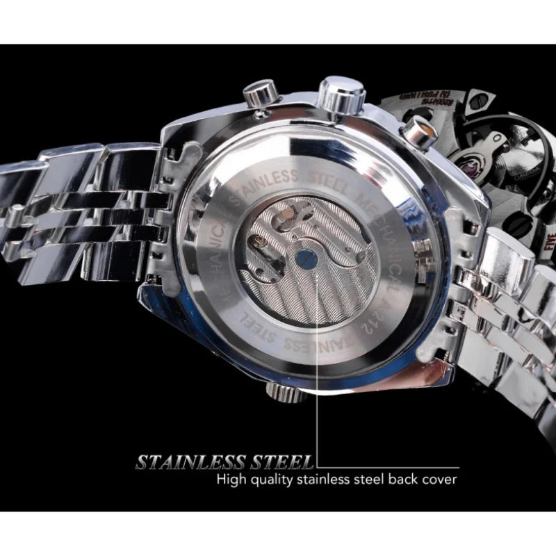 Automatic Mechanical Watch for Men Chronograph Luminous Dial Multiple Functions