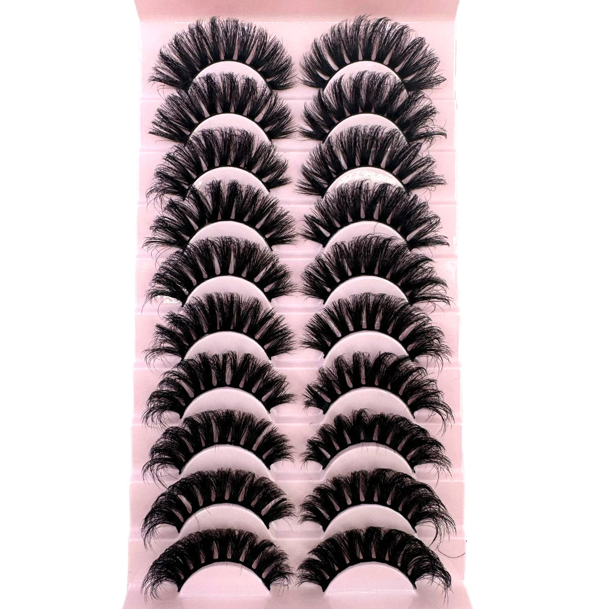 10 Pairs Fluffy Mink False Eyelashes - Natural Dramatic Look, Wispy & Long