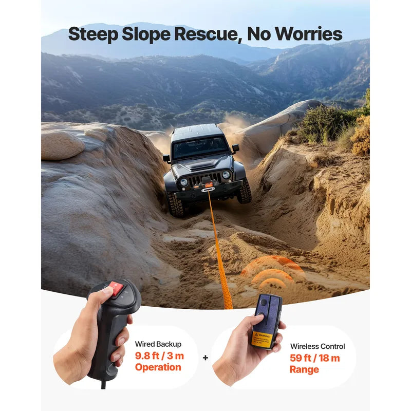 12,000 lbs Wireless Electric Winch for Off-Road Vehicles with Synthetic Rope