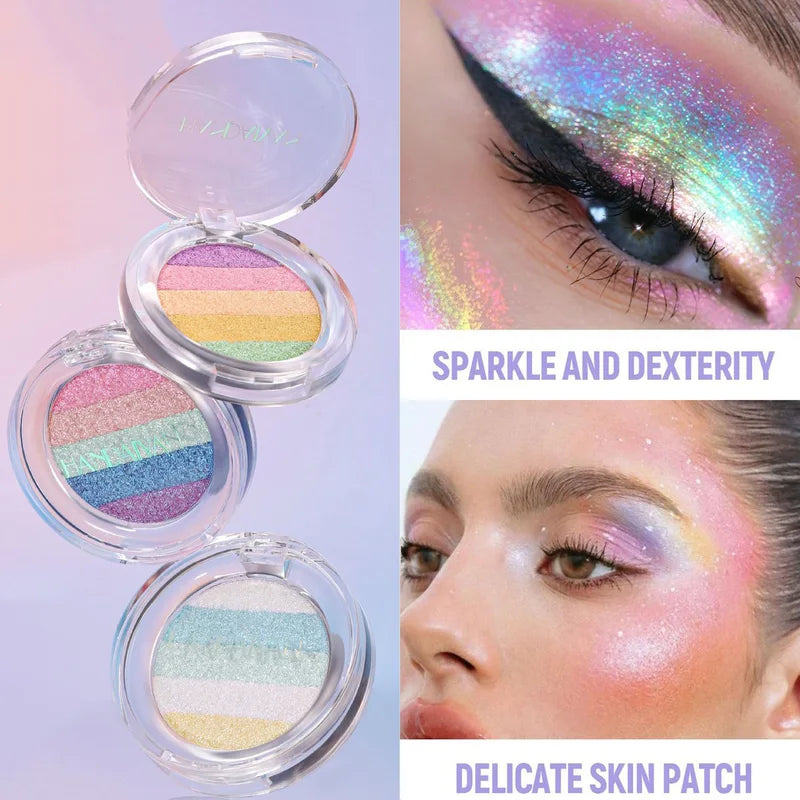 Glitter Eyeshadow Palette 3-in-1 Brightening Body & Face Highlighter Set - Multiple Colors