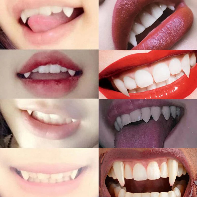 Halloween Vampire Teeth Fangs Dentures Prop for Party & Cosplay - Resin & Glue
