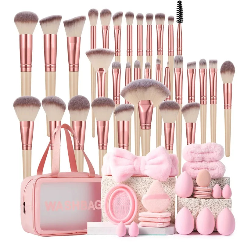 53-Piece Makeup Brush Set with Cosmetic Bag, Sponges & Tools for Flawless Makeup