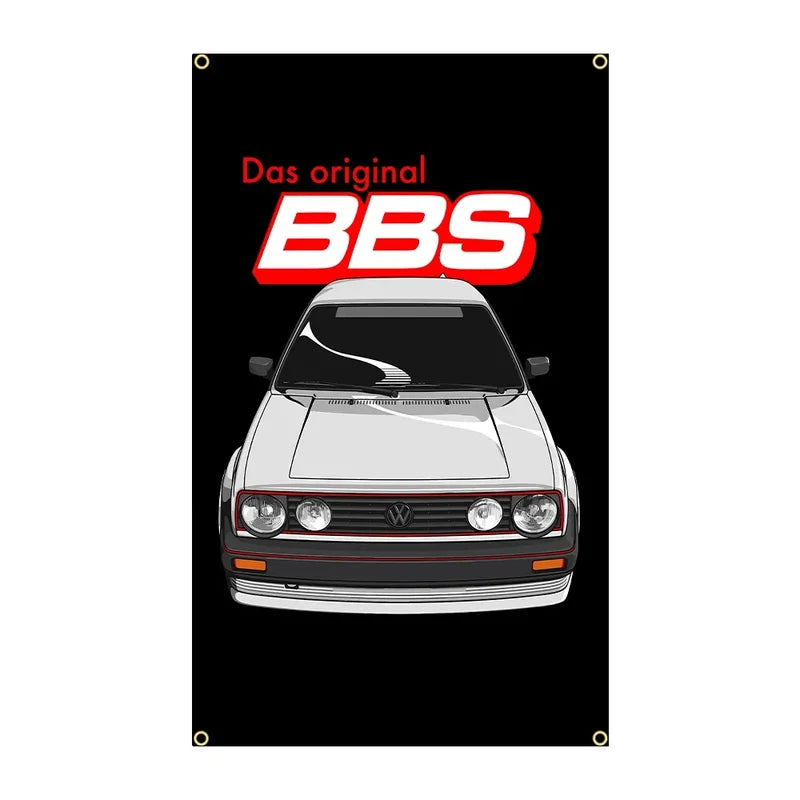 Car Wheel Flag Banner Polyester Car Decor Bunting Auto Enthusiast Room Decor