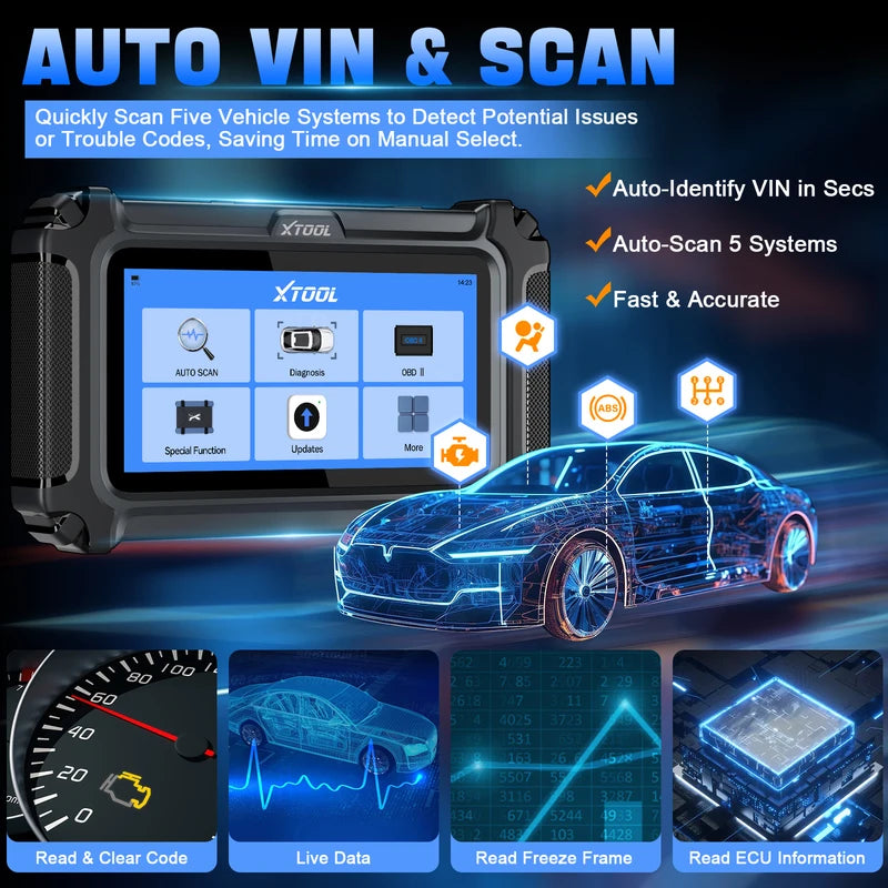 OBD2 Car Diagnostic Scanner with VIN Oil Reset Injector Code Auto Support FCA CANFD
