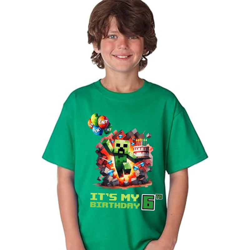 Kids Birthday Number T-Shirt Cotton Top for Party & Celebration