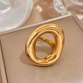 Minimalist Stainless Steel Chunky Ring for Women - Geometric Large Size Waterproof Jewelry