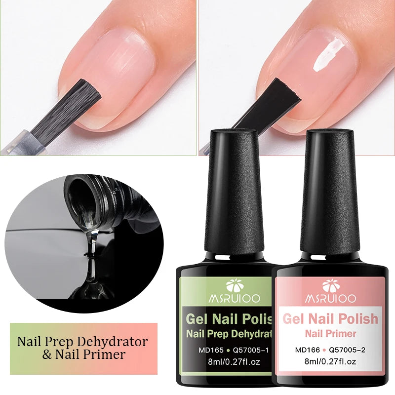 8ml Nail Primer Dehydrator & No-Acid Base Gel Set for UV Gel Nails