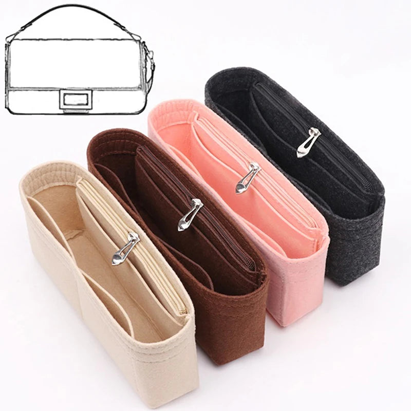 Felt Bag Organizer Insert for Handbags and Cosmetic Bags - Multi-Color