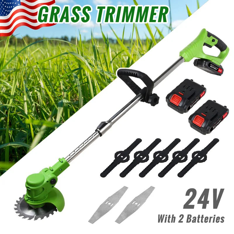 Cordless Weed Trimmer with 2 Batteries, 2-in-1 Grass Cutter and Edger