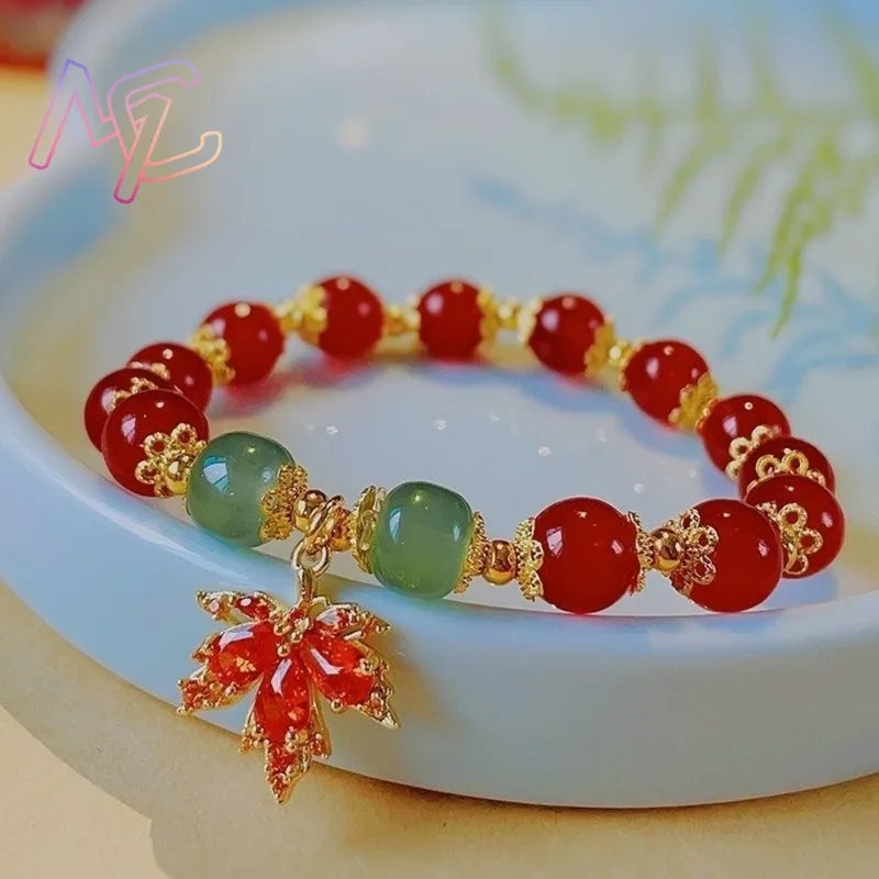 Natural Jade Beads Bracelet for Women - Gemstone Charm Jewelry Gift