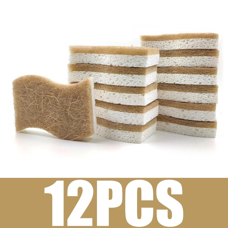Natural Dish Scrub Sponges - Sisal, Cotton & Microfiber Kitchen Cleaning Set