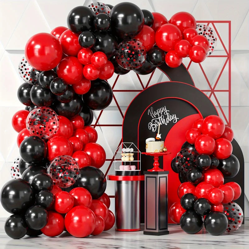 Black and Red Balloon Set Decorations for Weddings and Parties - 117 Pieces