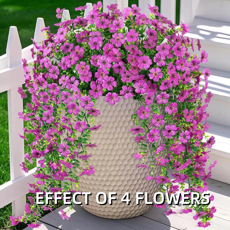 2pcs Hanging Artificial Flower Plants for Outdoor & Indoor Garden Decor