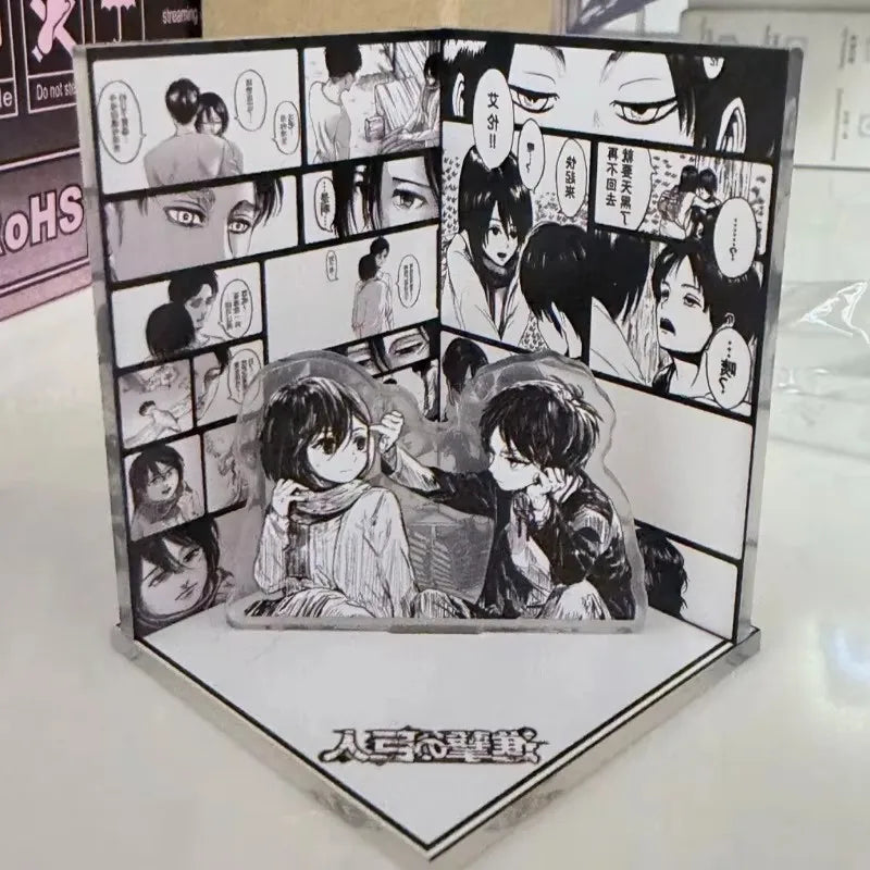 Attack on Titan Acrylic Scene Sign - Mikasa & Eren Anime Desktop Decoration