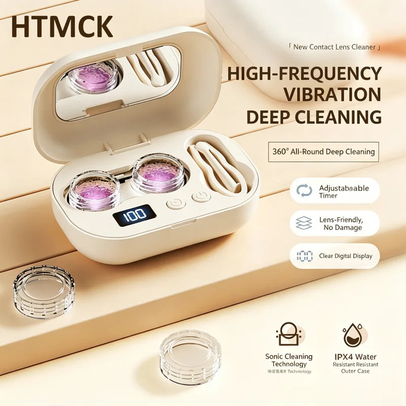 Portable Rechargeable Contact Lens Cleaner Machine for Soft, RGP & Color Lenses