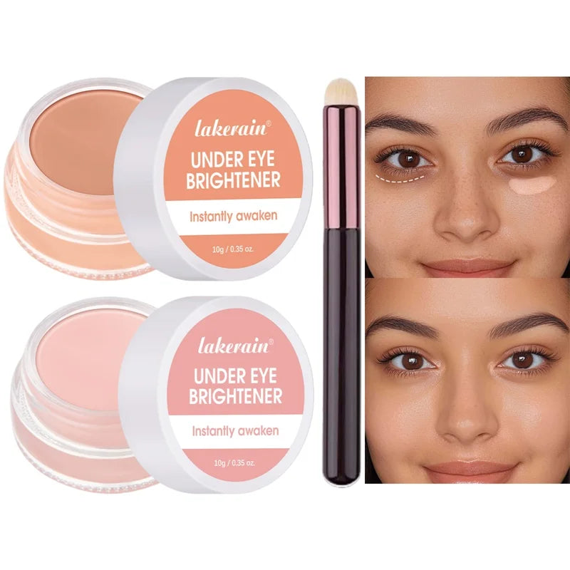 Eye Concealer with Brush, Long-Lasting Cover for Dark Circles & Age Lines