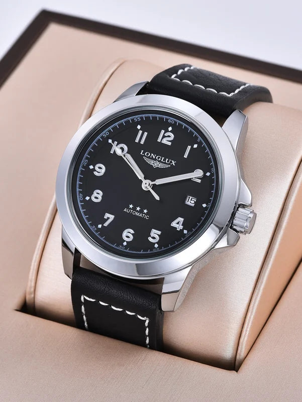 Men's Automatic Mechanical Watch - Vintage Pilot Military Style Waterproof Leather