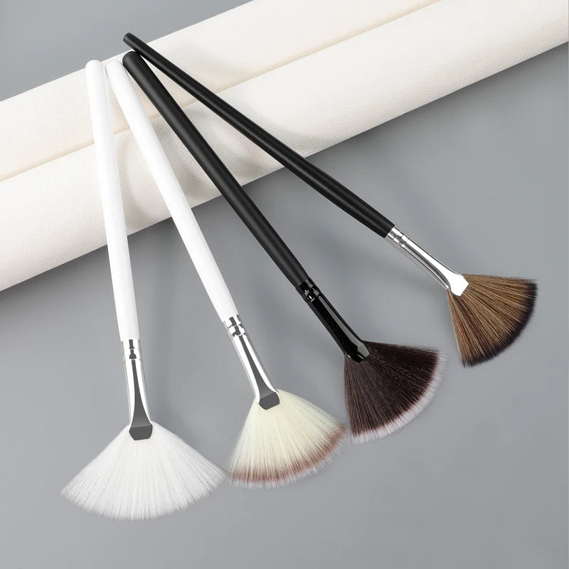 Practical Makeup Brushes Fan Set - Soft Portable Cosmetic Tools for Ladies & Girls