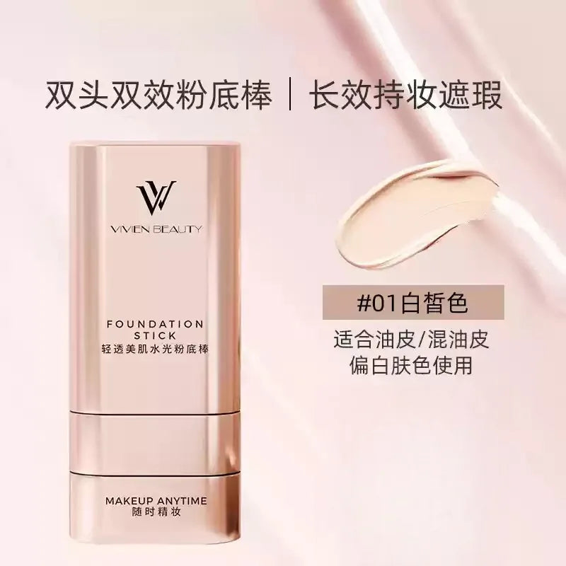Double-Head Foundation & Concealer Stick - Waterproof Long-Lasting Face Makeup