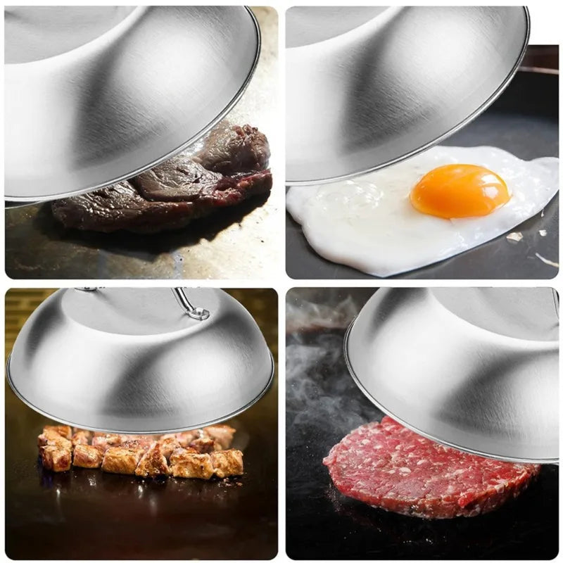 Stainless Steel Oven Cover 6/9 Inch Round Cheese Melting Dome Cooking Tool with Handle