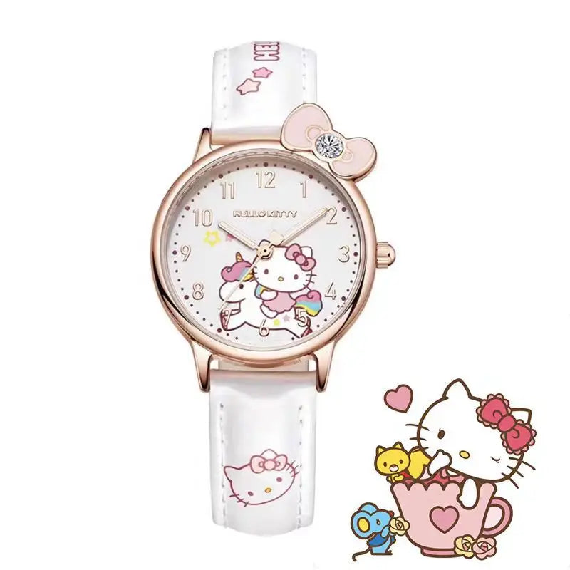 Kids Quartz Wrist Watch with Hello Kitty and Kuromi Characters - Casual Jewelry for Children