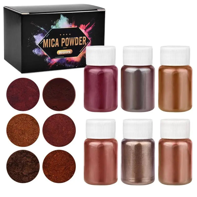 6-Piece Epoxy Resin Colorant Set - Mica Pigments for Resin Art, Pearlescent Powder