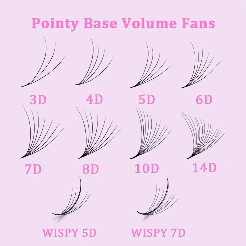 Premade Russian Volume Lash Extensions - Mixed C D Fans 8D 12D 14D 2000 Fans