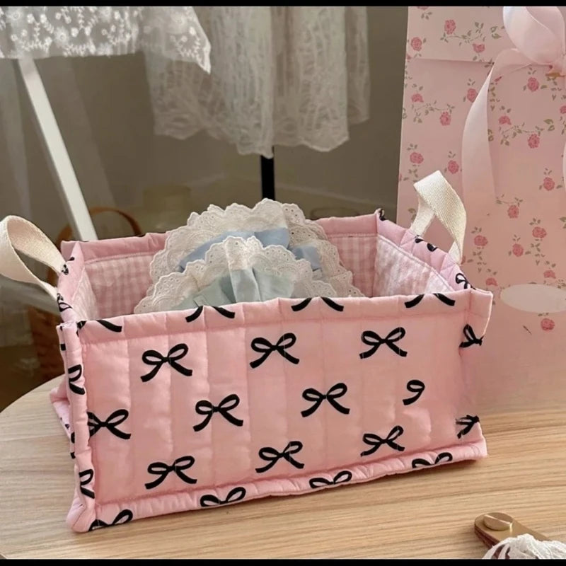Square Lace Flower Storage Basket - Desktop Organizer and Home Decor