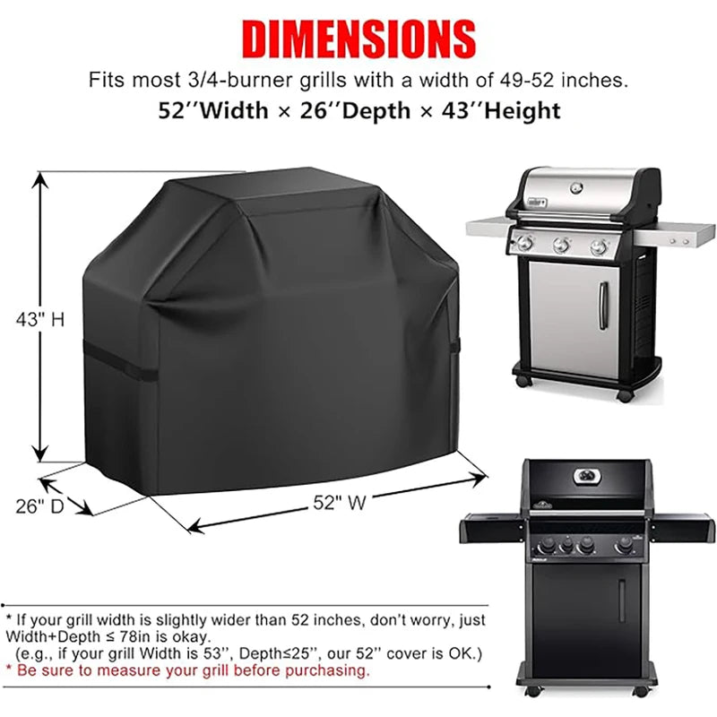 Waterproof BBQ Cover 22-72 Inch Anti-UV Fade-Resistant Grill Protector