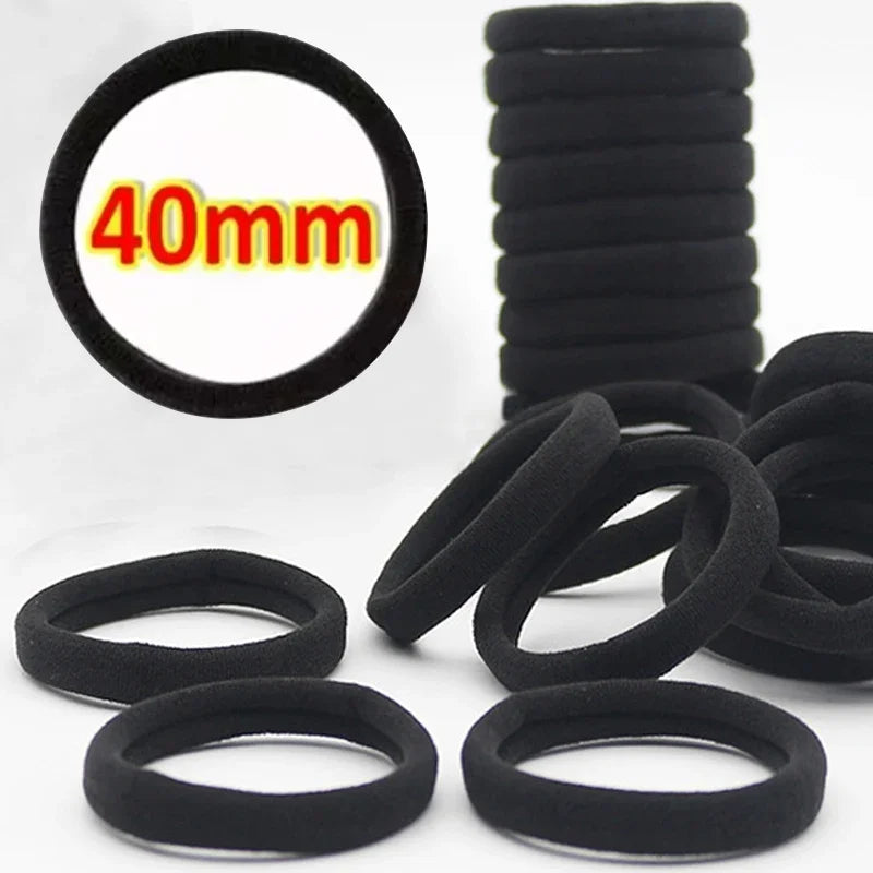 High Elastic Black Hair Bands for Women - Durable Ponytail Holders & Headbands