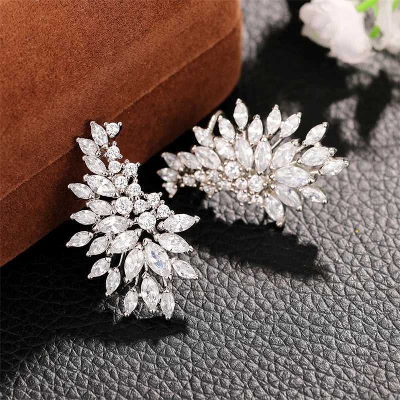 Sparkling Women's Cubic Zirconia Stud Earrings for Wedding & Party