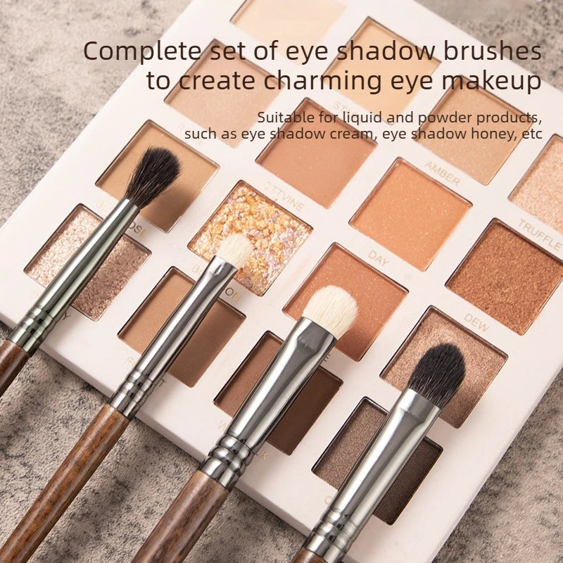 Professional Goat Hair Makeup Brush Set - Natural Wooden Handles for Face Eye Lip Contouring - Multiple Colors