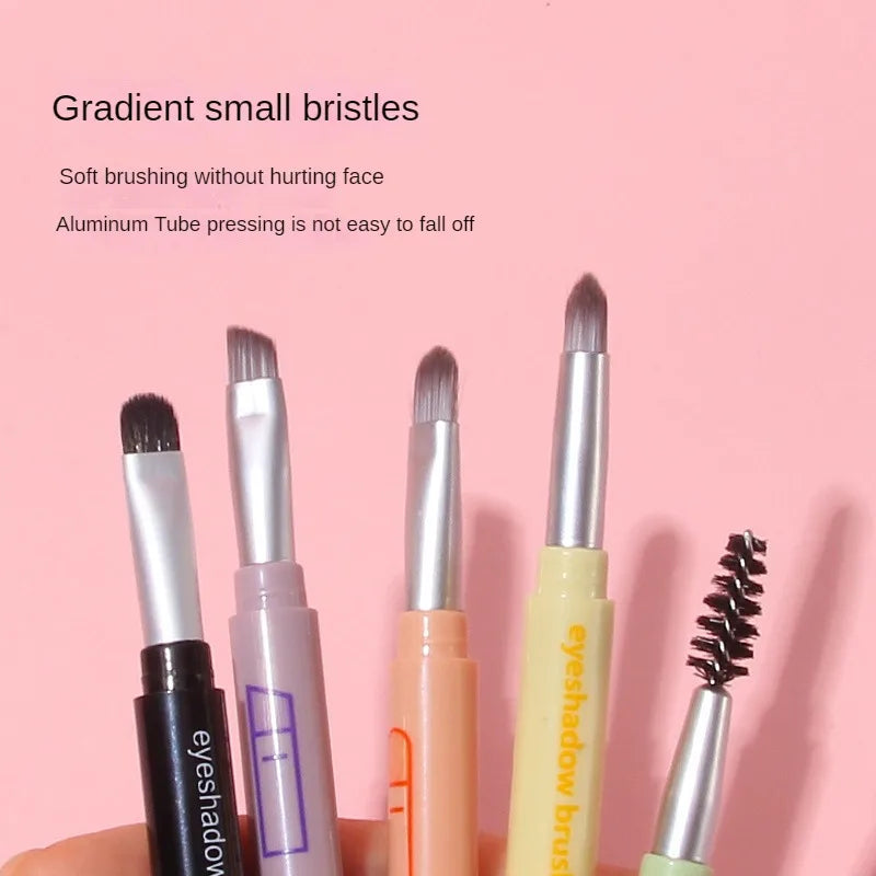 4-in-1 Makeup Brush Set with Detachable Lip and Eyeshadow Brushes - Travel & Home Use