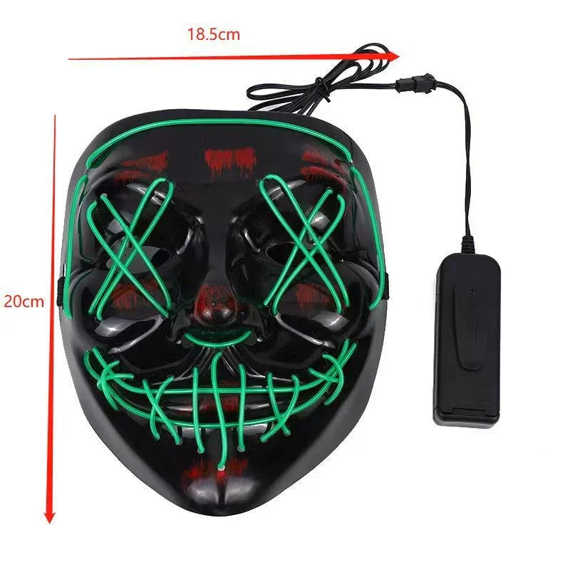 LED Halloween Mask Glow in The Dark Scary Face Light Up Costume for Men & Kids