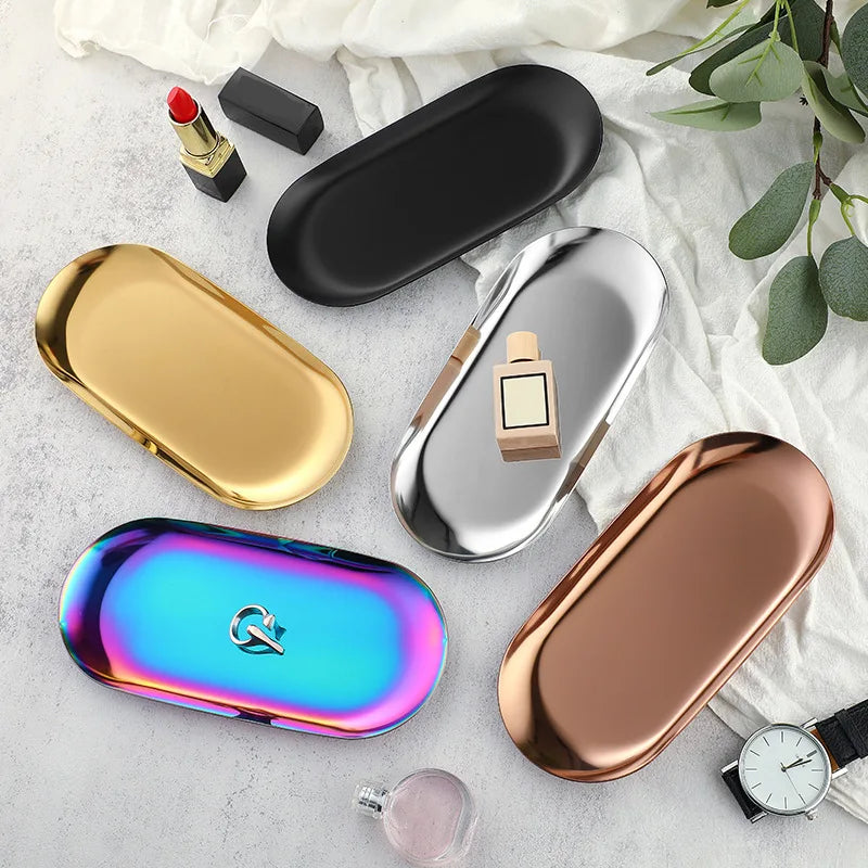 Stainless Steel Jewelry & Cosmetic Trays - Oval, Heart, Lip & Water Drop Shapes Wholesale