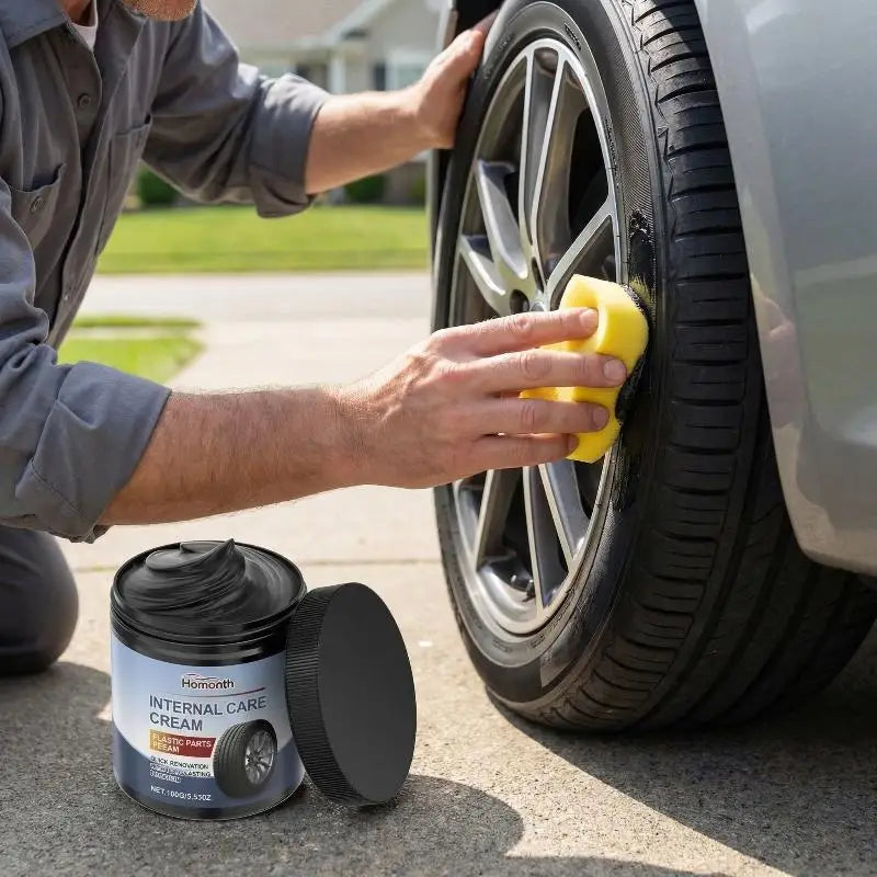 Car Tire Shine Wax - High Gloss Black Finish, Restores & Protects