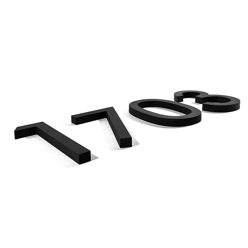 Modern Floating House Number Sign - Black Acrylic Outdoor Address Numbers 125mm