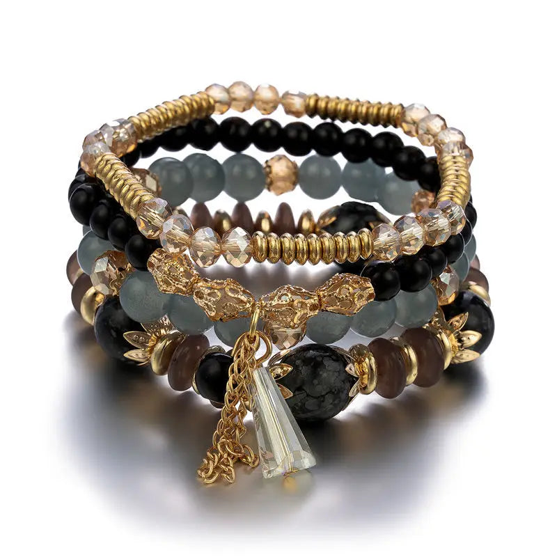 Colorful Tassel Charm Beads Bracelet Set for Women Bohemian Jewelry