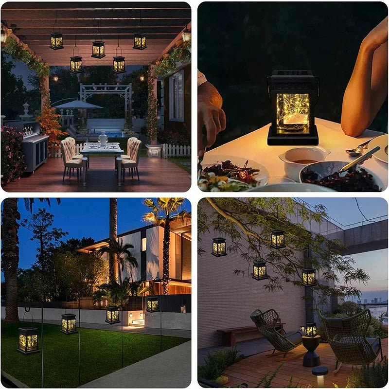 3-Pack Outdoor Solar Hanging Lanterns Waterproof LED String Lights for Garden Patio Party