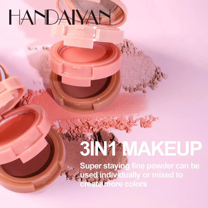 3-in-1 Makeup Palette Contour Blush Highlighter Face Powder for Professional Use