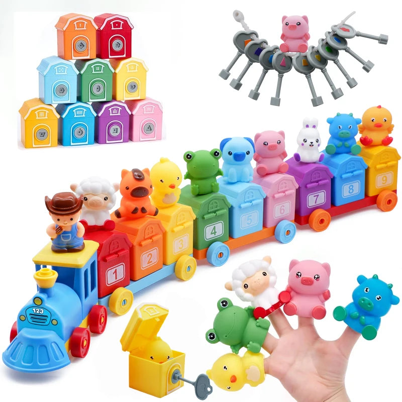 Toddler Train Set with Sorting & Counting Activities - Farm Animals & Farm Toys