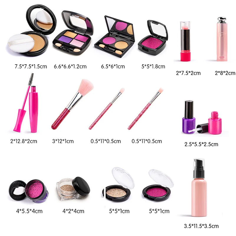 Kids Makeup Toy Set 11/21pcs Portable Washable Pretend Play Gift for Children