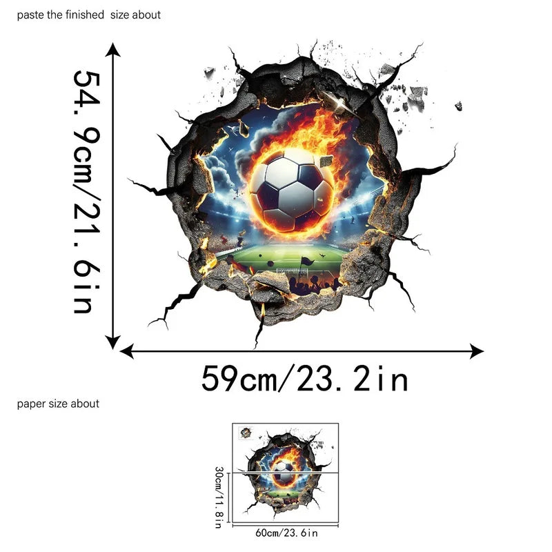 Soccer Hole Wall Sticker Football Celebration Decor for Birthday Party