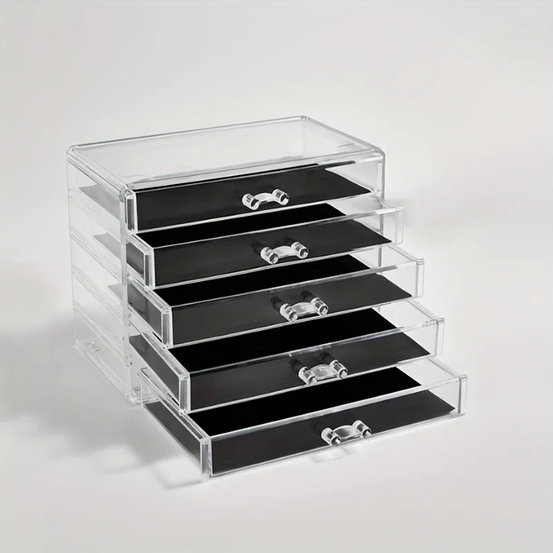 Acrylic Drawer Organizer for Office Desk Storage - Clear, Multi-Layer Caddy
