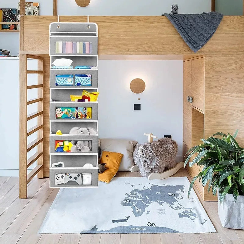 5-Shelf Over-the-Door Hanging Storage Organizer with Large Pockets