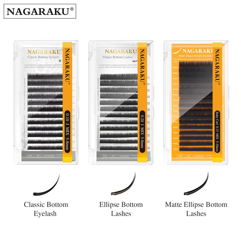 Eyelash Extension Makeup Tools - Classic Ellipse Bottom Lashes 5-7mm Black