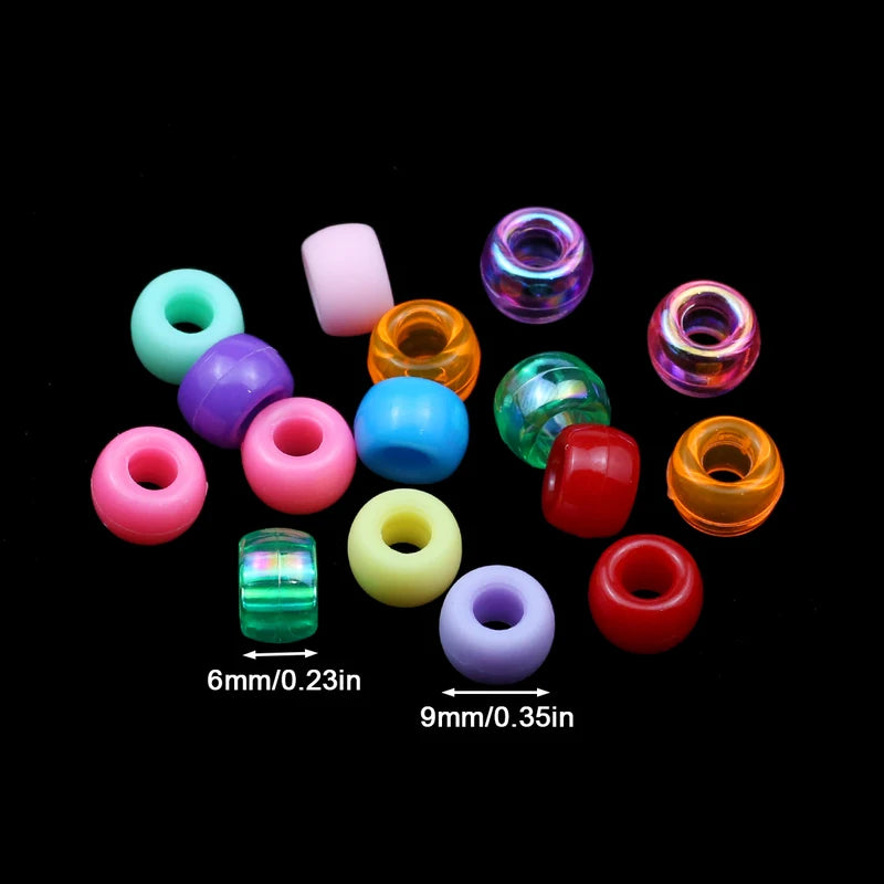 Multi-Colored Large Hole Pony Beads for Jewelry Making and Crafts - 200-1200 Pieces